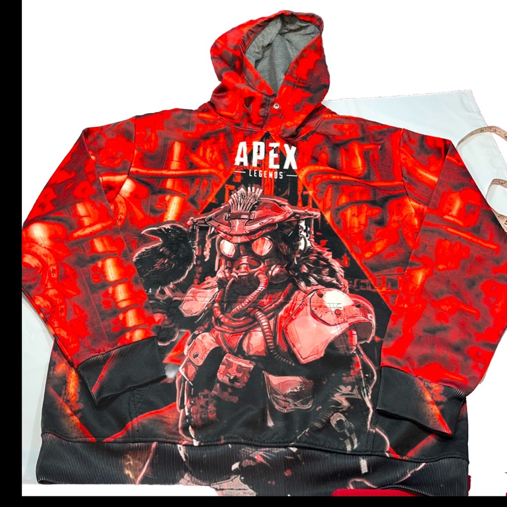 Apex Legends 3x mens RED BLACK HOODIE bloodhound GAMING Polyester, fleece lined